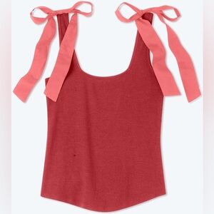 Summersalt The Softest Ribbed Tie-Shoulder Tank - Lychee & Pomegranate